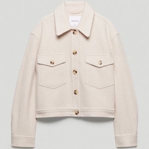 Aritzia Wilfred Free Ganna Cropped Shirt Jacket Heather Bone